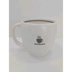 2004 Starbucks Coffee Mug Tea Cup Abbey Brown Steaming Logo White Stoneware Vtg